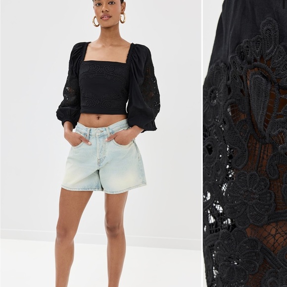 FARM Rio Black Lace Blouse - Picture 1 of 3